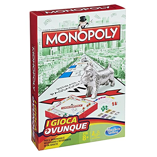 Hasbro Gaming- Monopoly Juego de Viaje, versión Italiana (B1002803)