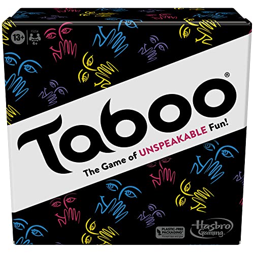 Hasbro Gaming Taboo - Juego clásico de adivinanzas de palabras para adultos y adolescentes, juego de mesa para más de 4 jugadores a partir de 13 años