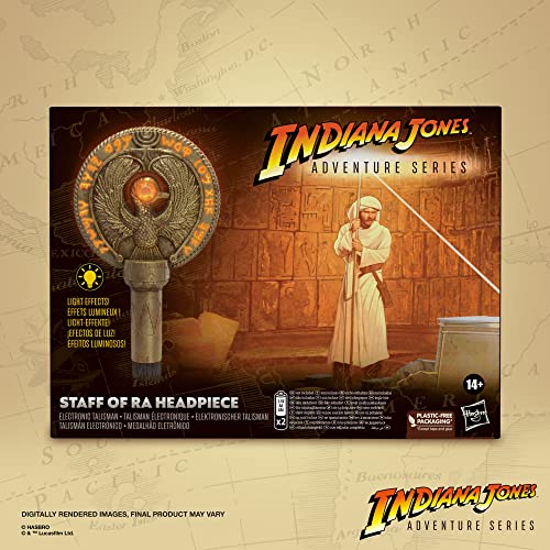 Hasbro Indiana Jones en Busca del Arca perdida, Pieza Superior de la Vara de Ra, Línea Adventure Series, Talismán electrónico para el Disfraz de Indiana Jones, F8033