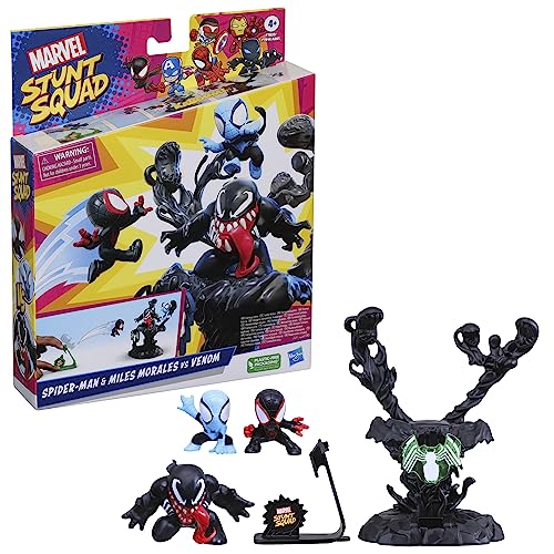 Hasbro Set de Juego Marvel Stunt Squad Villain Knockdown Spider - Man y Miles Morales vs Venom
