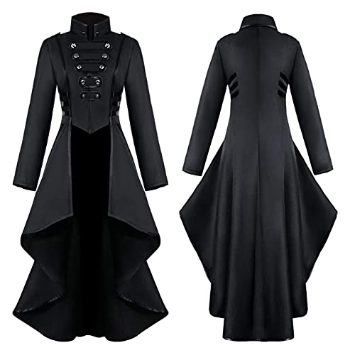 Hcxbb-1 Ropa medieval Trajes renacentistas para mujer Bruja Vampire Cosplay Costume Vintage irregular (Color : Noir, Size : 2XL)