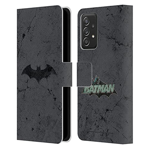 Head Case Designs Licenciado Oficialmente Batman DC Comics Logotipo Desgastado Silencio Carcasa de Cuero Tipo Libro Compatible con Galaxy A52 / A52s / 5G (2021)