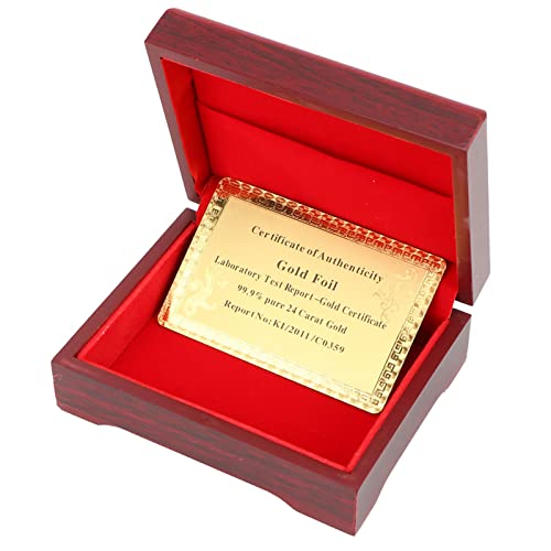 HEEPDD Caja de Madera de póker, Caja de Tarjetas de Juego de póker Caja de Almacenamiento de Naipes Contenedor con Hoja de Oro Tarjeta de certificación Regalo Nuevo(marrón)