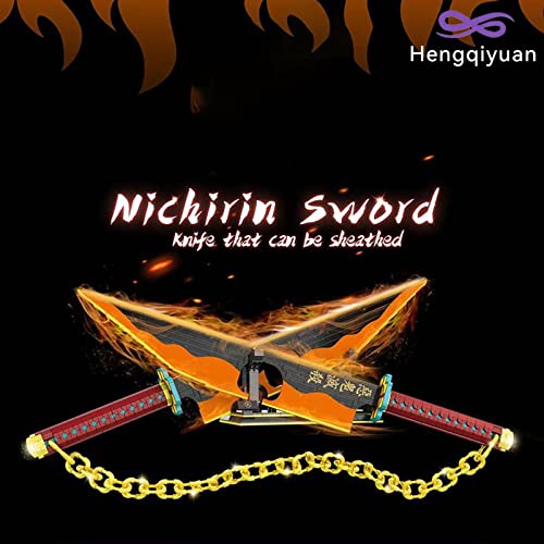 Hengqiyuan DIY Ensamblar Modelo de Bloques de Construcción, Cosplay Demon Slayer Sword Toy Anime Fans Gift, con 2 Espadas, 1 Cadena y 1 Soporte, Compatible con Lego,Nichirin
