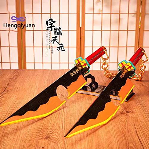 Hengqiyuan DIY Ensamblar Modelo de Bloques de Construcción, Cosplay Demon Slayer Sword Toy Anime Fans Gift, con 2 Espadas, 1 Cadena y 1 Soporte, Compatible con Lego,Nichirin