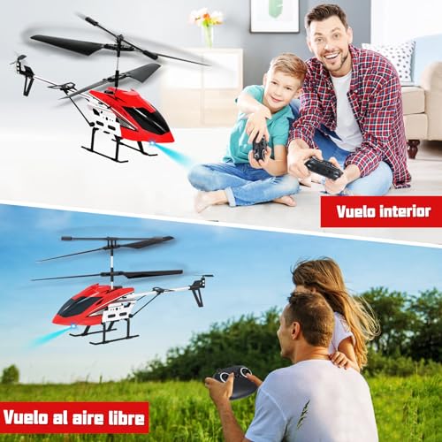 Hereneer Helicóptero Teledirigidos, Mini Helicóptero RC, Helicóptero RC de Juguete con LED, Helicóptero RC con Función Hover, Juguete de Regalo para Niños Niñas Adultos (Rojo)