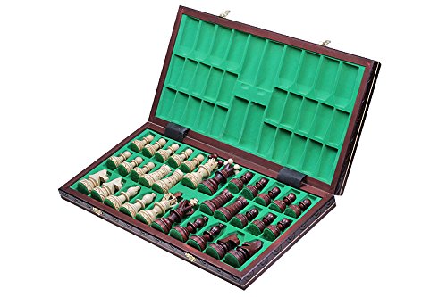 Hermoso juego de ajedrez con tablero de madera y piezas hechas a mano. Producto ideal para regalo, 55 cm