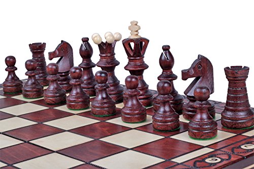 Hermoso juego de ajedrez con tablero de madera y piezas hechas a mano. Producto ideal para regalo, 55 cm