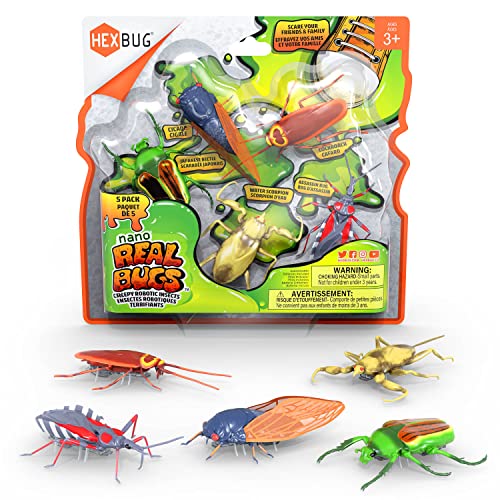HEXBUG Real Bugs Nanos - Paquete de 5 Figuras de Juguete de Insectos Falsos, bichos alimentados por vibración, Regalo para niños y niñas, 3 años en adelante, Multicolor, 477-7676