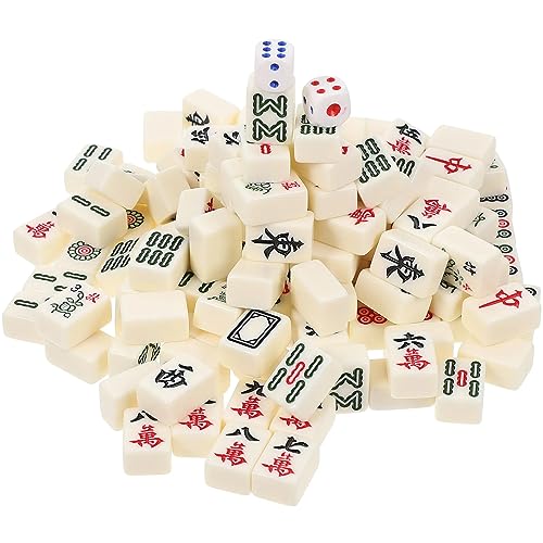 HEYOUTH Mini Mahjong,Portátil Tradicional Juego de Mahjong Chino,Juego de 144 Pequeños Azulejos y Vintage de Piel Mahjong Carring Case,para la Familia,Fiesta,Amigos,Reunión,Juego de Mesa,Juego de Mesa