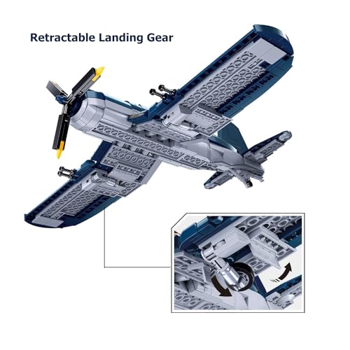 HIGH GODO Juego de bloques de construcción de avión F4U Corsair, modelo escala 1:35, 550 piezas, ww2, avión de combate, bloques de sujeción, cumpleaños a partir de 6 años, niños o adultos