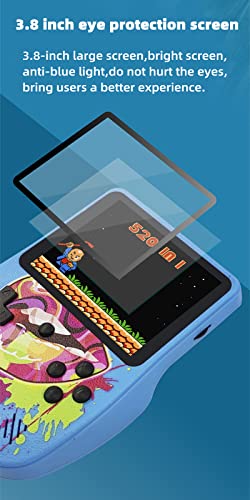 HLF 3,8 Pulgadas Consola de Videojuegos Retro manija Dual 520 en 1 Juego Dispositivo de Juego portátil de Mano Soporte de Escritorio AV-out batería Recargable Regalo para niñosi
