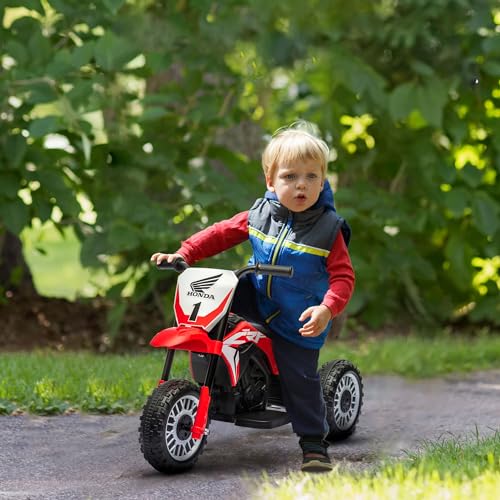 HOMCOM Moto Eléctrica con Licencia Honda CRF450RL para Niños de +18 Meses Motocicleta de Batería 6V con Velocidad 3 km/h Bocina y Sonido de Arranque Carga 25 kg 71x40,5x43,5 cm Rojo