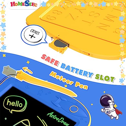 HOMESTEC AstroDraw Tableta escritura color - juguetes niños 2 3 5 6 años, pizarra mágica infantil no parar de dibujar, juegos educativos para niños y niñas de 2+ años tablero de dibujo (Azul/Amarillo)