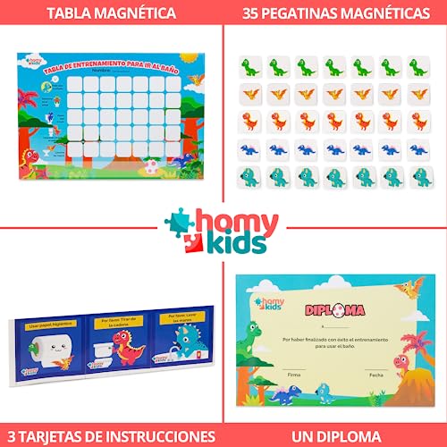 HOMYKIDS® Tabla de Recompensas para Aprender a Ir al Baño en ESPAÑOL - Tabla de entrenamiento para niños con pegatinas magnéticas de aprendizaje - Rutinas diarias niños