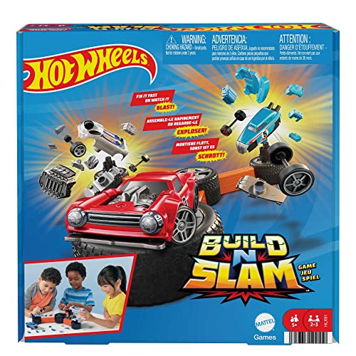 Hot Wheels Mattel Games Hot Wheels Construye y Destruye Juego de mesa de coches, +4 años (Mattel HLX91)