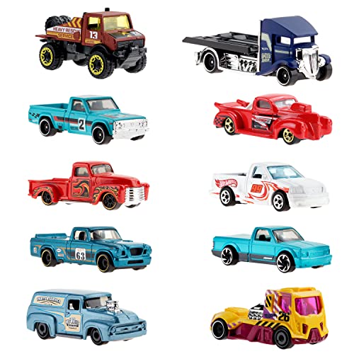 Hot Wheels Pack de 10 camiones, coches de juguete, regalo +3 años (Mattel HMK46)