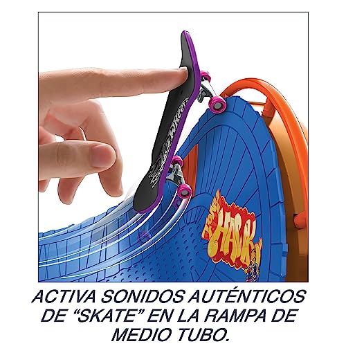Hot Wheels Parque de skate de atracciones Set de juego con monopatín de juguete y zapatillas para dedos, +5 años (Mattel HGT95)