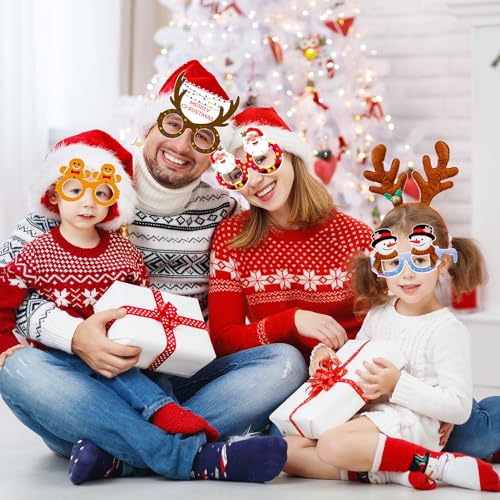 HOWAF 16Pcs Christmas Eyeglasses, Paper Christmas Party Eyeglasses Merry Christmas Party Glasses Photo Booth Props for Christmas Party Decorations