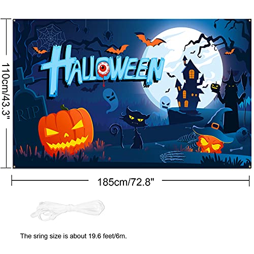 HOWAF Halloween Fondo Pancarta Decoración de Halloween de Miedo, Tela Pancarta para Halloween Pared Casa Decoración, Terror Halloween Fondo Decoración, 6 x 3,6 Pies