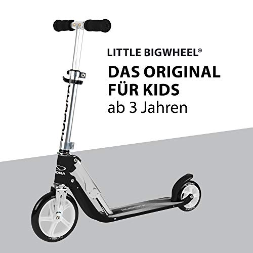 HUDORA Scooter Little BigWheel - Patín de aluminio seguro para niños desde 3 años - Patinete urbano ajustable y plegable para hasta 100kg - Patín estable con grandes ruedas