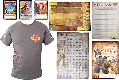 Huntik Secrets & Seekers,Caja de colección de la Liga de Buscadores,73 cartas, lista de verificación de cartas de juego, registro de misión y camiseta de la Liga de Buscadores (grande)