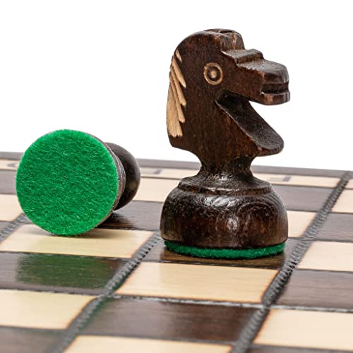 Husaria Juego de ajedrez Europeo Internacional, King'S Continental - Juego de ajedrez de tamaño pequeño de 11.3 Pulgadas con ajedrez Hecho a Mano y Tablero Plegable de Fieltro