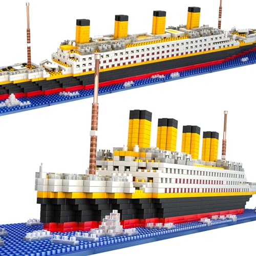 HYG Toys Titanic Juego de Bloques de construcción en Miniatura, 1860PCS Modelos de Barcos Bloques DIY Toys, Regalos para Adultos y niños