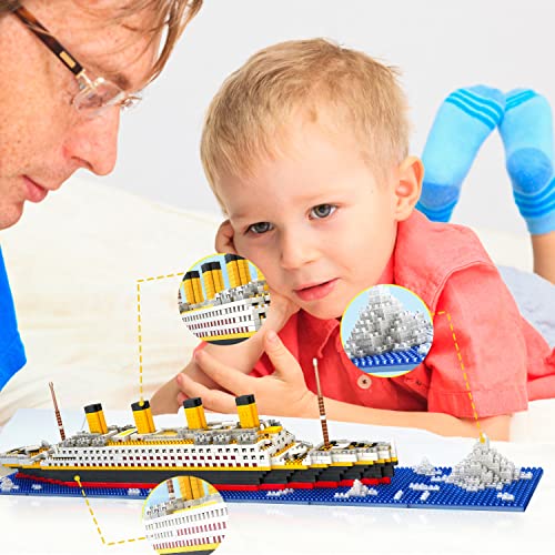 HYG Toys Titanic Juego de Bloques de construcción en Miniatura, 1860PCS Modelos de Barcos Bloques DIY Toys, Regalos para Adultos y niños