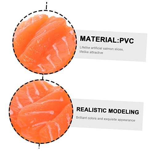ibasenice 2 Piezas Salmón De Simulación Modelo De Rebanada De Sashimi Modelo De Sashimi Falso Salmón Realista Modelo De Carne Falsa Juguete De Cocina Cloruro De Polivinilo Comedor Accesorios