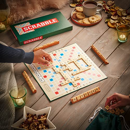 Ideal Scrabble Classic: a Reproduction of The Original 1950's Design with Wooden Tiles, Classic Games, For 2-4 Players, Ages 10+
