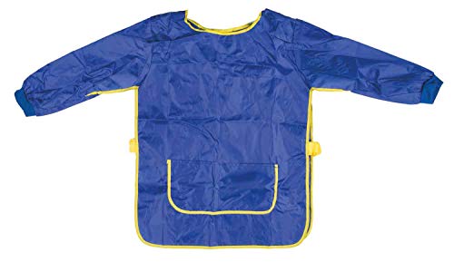 Idena 611187 - Delantal de manualidades para niños de 9 a 10 años con mangas largas y cierre de velcro, en color azul, ideal para pintar, hacer manualidades, cocinar y embarrar