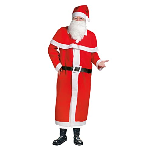 Idena 8580108 - Set de disfraz de Papá Noel, Santa Claus, gorro, barba, abrigo, cinturón, capa