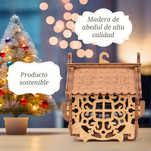 iDventure Happy New Year puzzle box - caja misteriosa para dinero - puzzle 3D de madera - Decoración navideña - regalos hicha originales - caja rompecabeza - Regalo de año nuevo