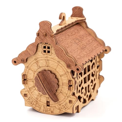 iDventure Happy New Year puzzle box - caja misteriosa para dinero - puzzle 3D de madera - Decoración navideña - regalos hicha originales - caja rompecabeza - Regalo de año nuevo