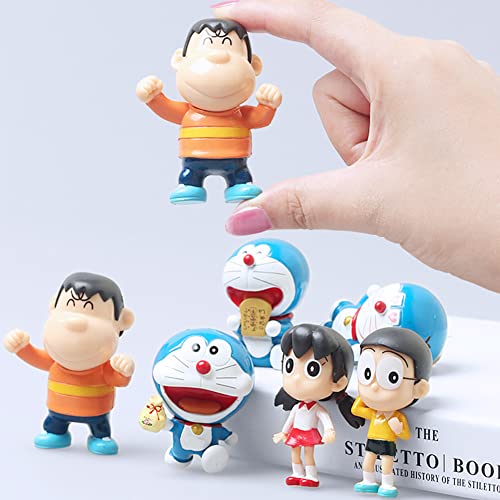 IFHDO 8pcs Doraemon Juego de Figuras,Cake Topper,Decoración del Coche,Baby Shower Fiesta de Cumpleaños Pastel Decoración Suministros