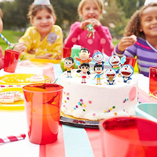 IFHDO 8pcs Doraemon Juego de Figuras,Cake Topper,Decoración del Coche,Baby Shower Fiesta de Cumpleaños Pastel Decoración Suministros