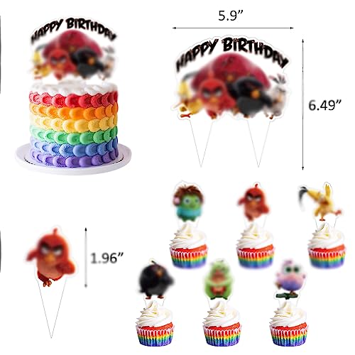 IFHDO Decoración de Globos de Cumpleaños de Birds 32 Piezas Decoración de Fiesta de Cumpleaños para Birds Cupcake Toppers Banner Decoraciones de Fiesta Cumpleaños