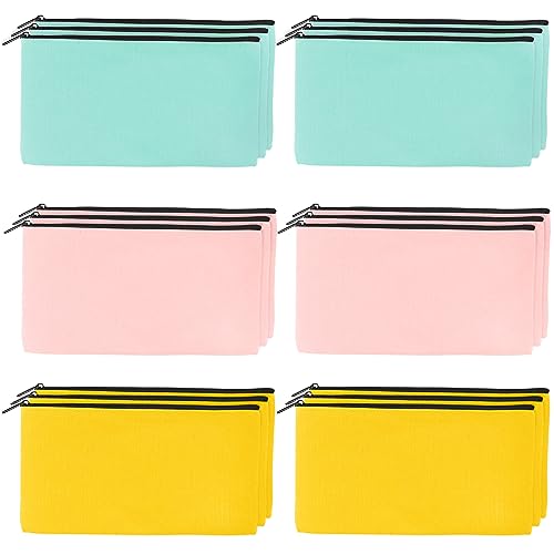IIRC Bolsas de tela para pintar, 18 unidades, de tela, para lápices, 20,8 x 12 cm, para pintar, color amarillo + rosa y verde azulado