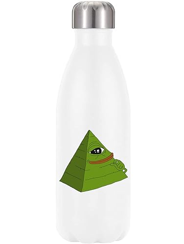 Illuminati Rare Pepe The Frog Meme - Botella de agua térmica de 350 ml, de acero inoxidable, sin BPA, color blanco, talla única