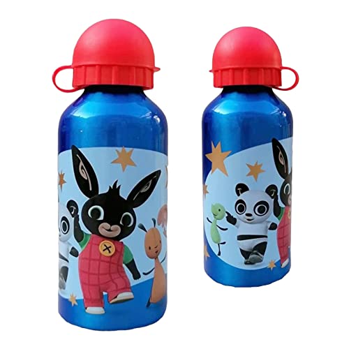ILS I LOVE SHOPPING Botella escolar botella deportiva de aluminio para niños, 400 ml, con boquilla retráctil (Bing 500 ml)
