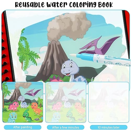 Increíble libro para colorear con agua: libro para colorear Water Wow & Aqua Doodle Travel Set - 4 fabulosos mundos en uno, libro para colorear con agua con lápiz de agua, reutilizable y versátil