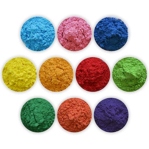INDIAN STORE 24 Holi Gulal Powder - Polvos Gulal Holi, solubles en agua, naturales, para festivales, sesiones de fotos, de colores, arcoíris, en bolsa (mezcla de 10 colores)