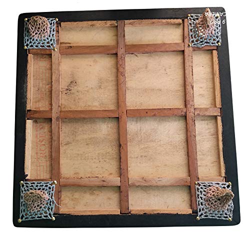 Infohandmade, Tablero de madera de Carrom con monedas Striker – Tamaño mediano (27 x 27 – 2 pulgadas) acabado mate redondo