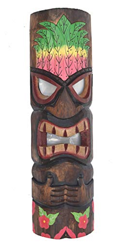 Interlifestyle 3 Tiki Máscaras 50cm en el Maui Hawai Buscar Estilo 3er Juego Máscaras de Madera Máscara de Pared Isla de Pascua