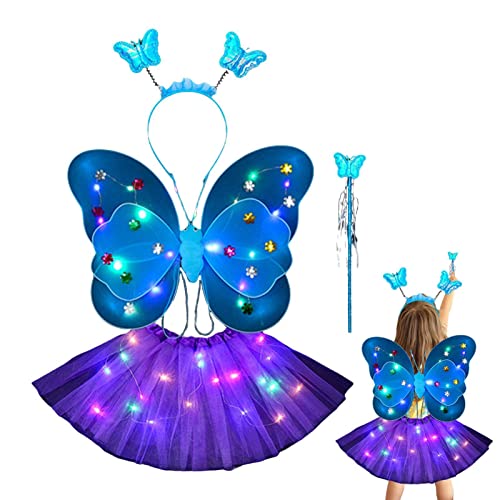 itrimaka Disfraz Hada Princesa - Disfraz Princesa para niña con Diadema | Las niñas Halloween se con el Juego Disfraces Hadas Princesa con alas Varita iluminadas