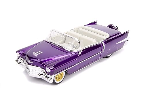 Jada Cadillac El Dorado 1956 Presley Coche de juguete de Eloro en die-cast, puertas, maletero y capó abatible, incluye figura Elvis a escala 1:24, color lila, morado (253255011)