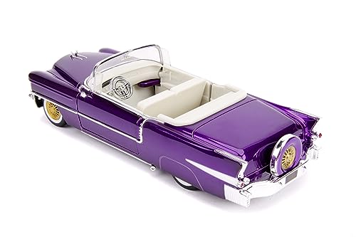 Jada Cadillac El Dorado 1956 Presley Coche de juguete de Eloro en die-cast, puertas, maletero y capó abatible, incluye figura Elvis a escala 1:24, color lila, morado (253255011)