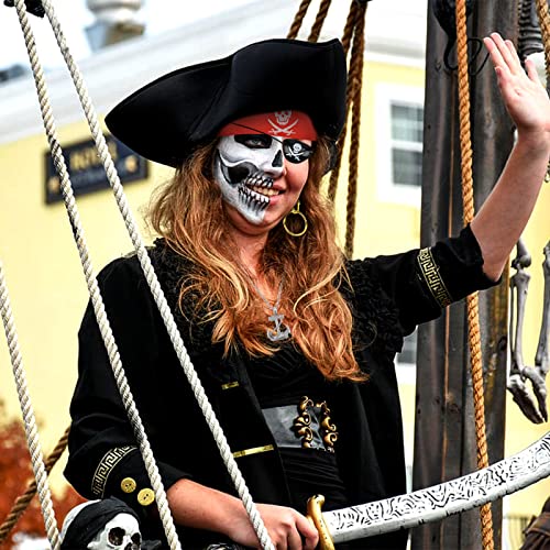 Jadyon Disfraz de pirata para niños Disfraz de pirata para niños y niñas con Pirata Accesorios parche en el ojo, arete de oro, turbante pirata Disfraz de Halloween Pirata Niños (A)
