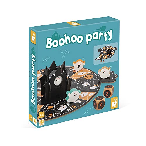 Janod - Boohoo Party - Juego de Mesa para Niños - Tema Fantasmas - Juego de Mesa de Madera y Cartón - 2 a 4 Jugadores - A Partir de 4 Años, J02470
